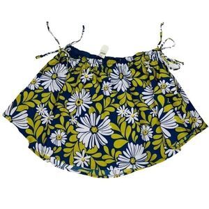 Aerie Side Tie Blue Floral Mini Skirt Green Size L NWT